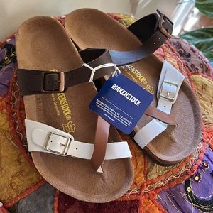 Birkenstock Brown and White Sandals